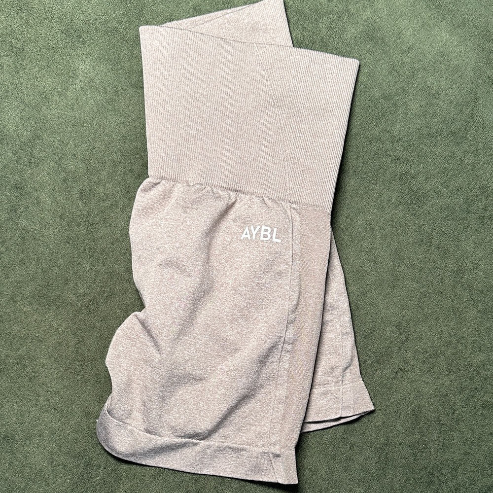 AYBL Marl Taupe High-Waist Booty-Scrunch Shorts